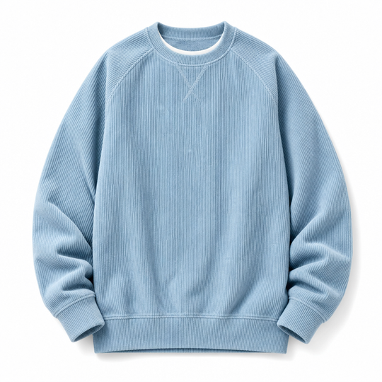 Men's Corduroy Crewneck Long Sleeve Pullover Sweatshirt