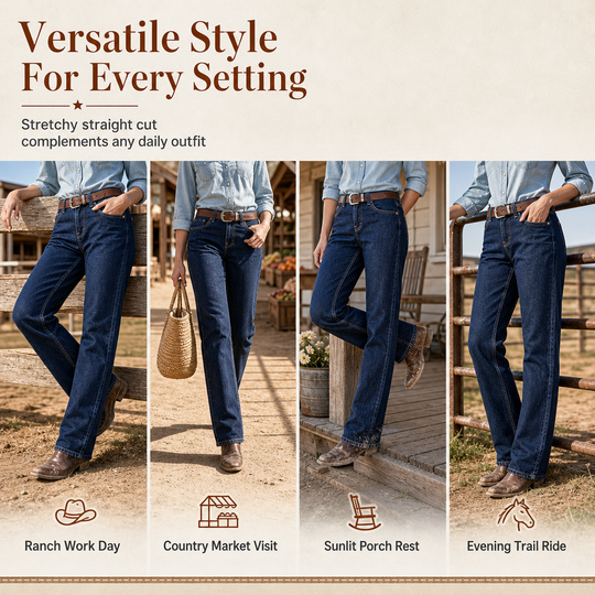 Women's Classic Straight Leg Stretchy Denim Jeans