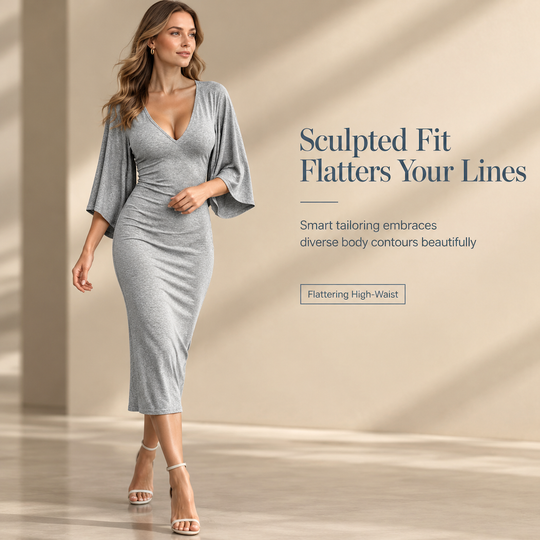 Women's Elegant Sexy V Neck Flare Half Sleeve Bodycon Fall Winter Dress