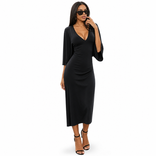 Women's Elegant Sexy V Neck Flare Half Sleeve Bodycon Fall Winter Dress
