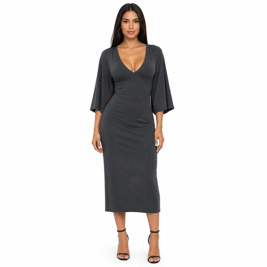 Women's Elegant Sexy V Neck Flare Half Sleeve Bodycon Fall Winter Dress