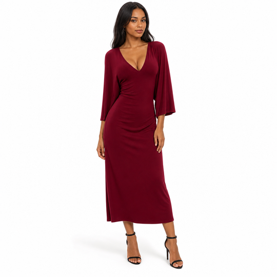 Women's Elegant Sexy V Neck Flare Half Sleeve Bodycon Fall Winter Dress