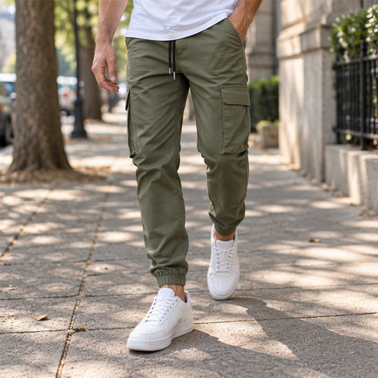 Men's Casual Outdoor Cargo Pants with Drawstring