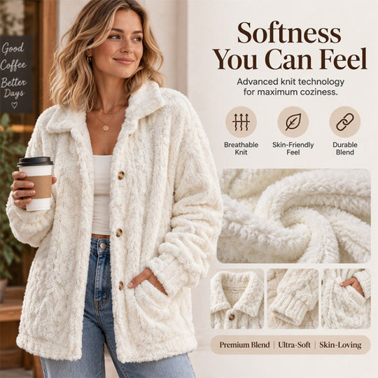 Women's Casual Plush Button-Down Jacket⚡𝙁𝙧𝙚𝙚 𝙎𝙝𝙞𝙥𝙥𝙞𝙣𝙜