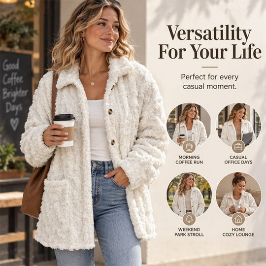 Women's Casual Plush Button-Down Jacket⚡𝙁𝙧𝙚𝙚 𝙎𝙝𝙞𝙥𝙥𝙞𝙣𝙜