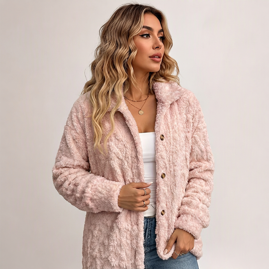 Women's Casual Plush Button-Down Jacket⚡𝙁𝙧𝙚𝙚 𝙎𝙝𝙞𝙥𝙥𝙞𝙣𝙜