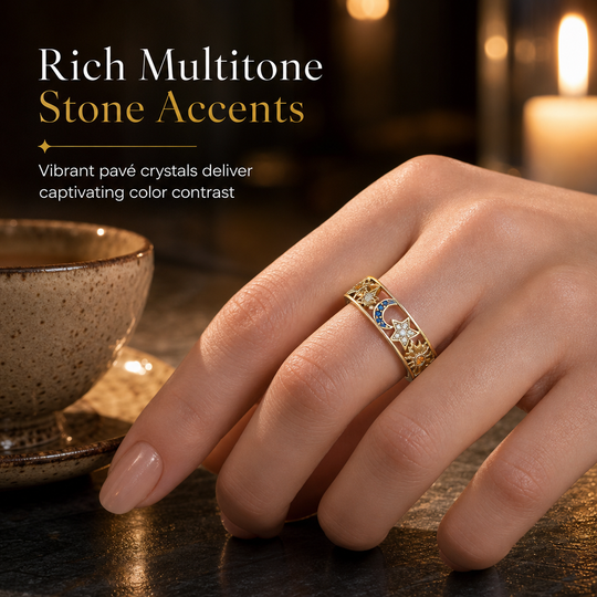 📢🖤Black Friday Sale🖤💎Women's Celestial Sun Moon and Star Hollow Out Ring