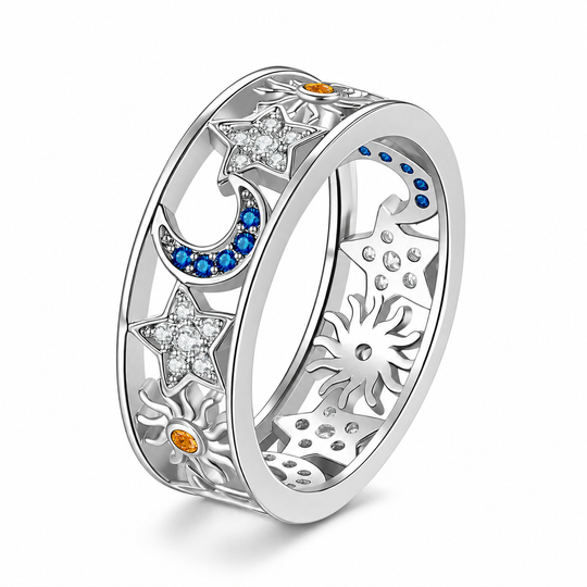 📢🖤Black Friday Sale🖤💎Women's Celestial Sun Moon and Star Hollow Out Ring