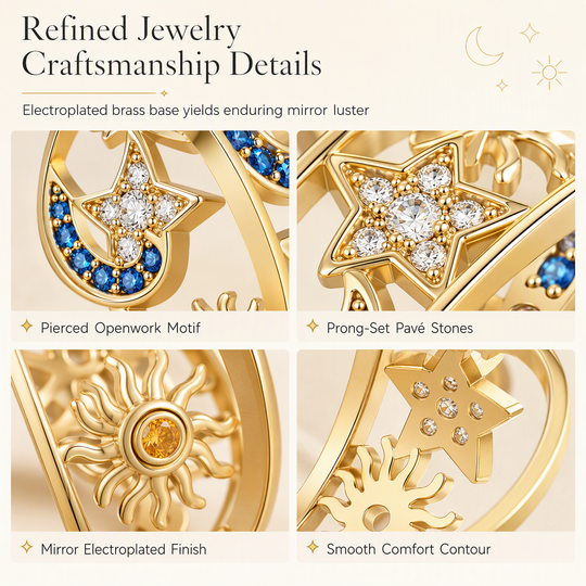 📢🖤Black Friday Sale🖤💎Women's Celestial Sun Moon and Star Hollow Out Ring