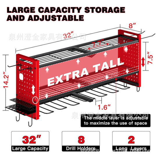 🛠️ 50% OFF NOW! 🔩 Wall-Mounted Power Tool Organizer – Heavy-Gauge Steel, Drill Charging Station & Dual Pegboards – Garage Storage 💪