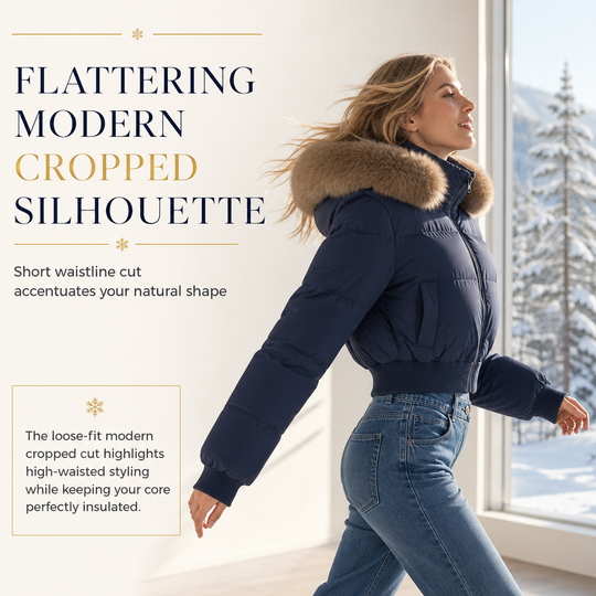Women's Winter Short Hooded Padded Coat with Fur Collar