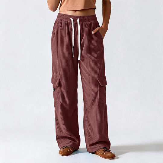 Women's Casual Retro Corduroy Cargo Pants