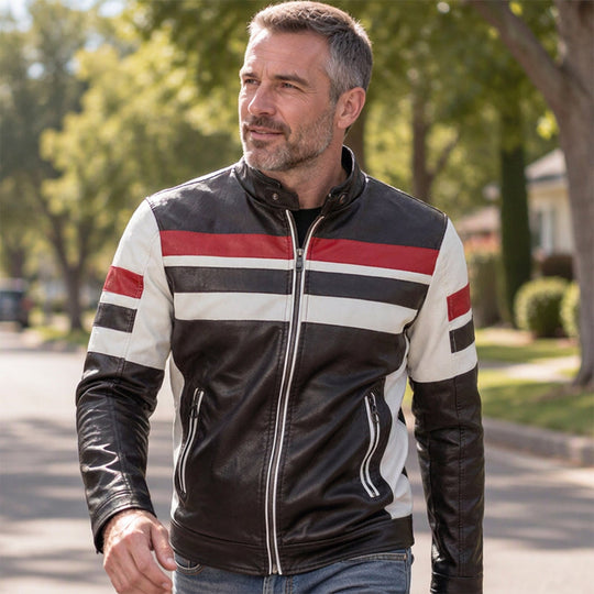 Men's Vintage Stand Collar Patchwork Jacket