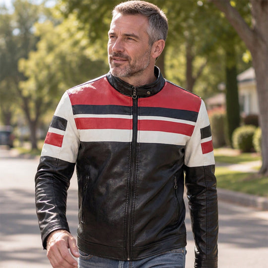 Men's Vintage Stand Collar Patchwork Jacket