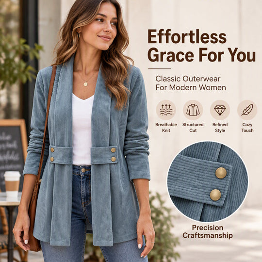 Women's Ribbed Corduroy Open Front Jacket