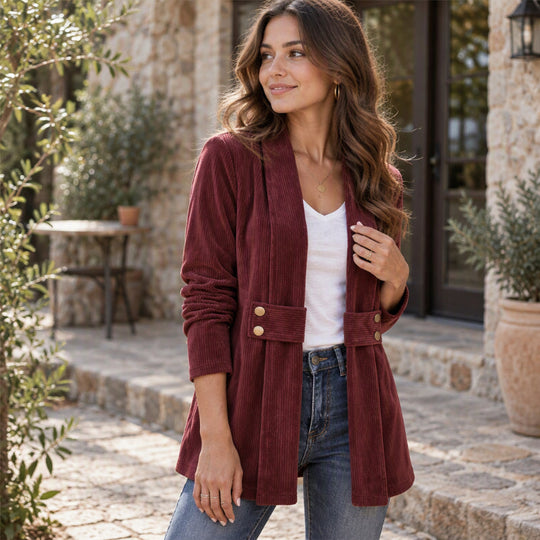 Women's Ribbed Corduroy Open Front Jacket