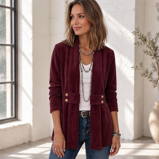 Women's Ribbed Corduroy Open Front Jacket