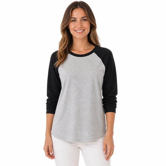 Women's Casual Loose Crew Neck Long Sleeve T-Shirt Color Block Pullover Top