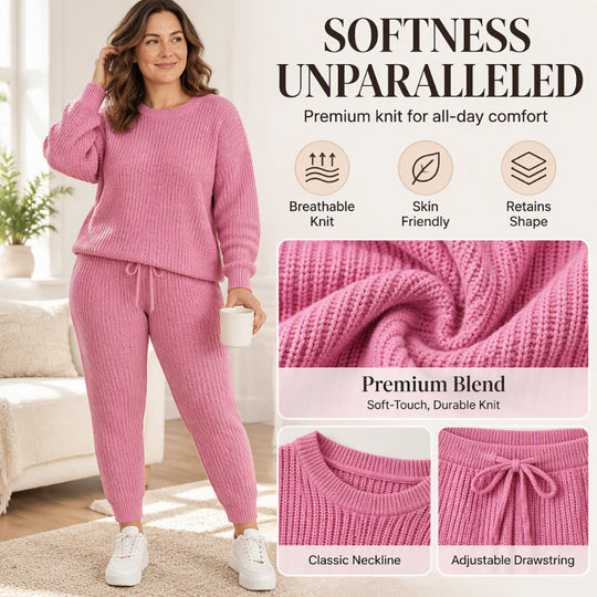 Women's Casual Ribbed Knitwear 2-Piece Set