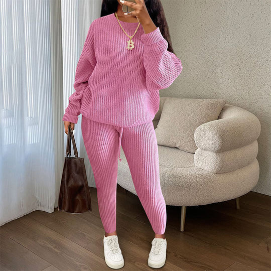 Women's Casual Ribbed Knitwear 2-Piece Set