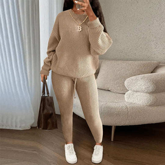 Women's Casual Ribbed Knitwear 2-Piece Set