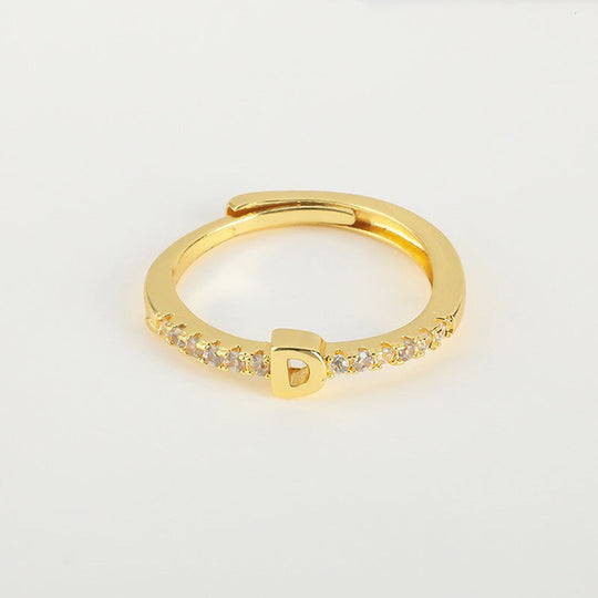 Minimalist Adjustable Initial Ring for Women