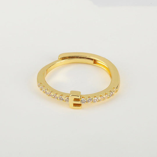 Minimalist Adjustable Initial Ring for Women