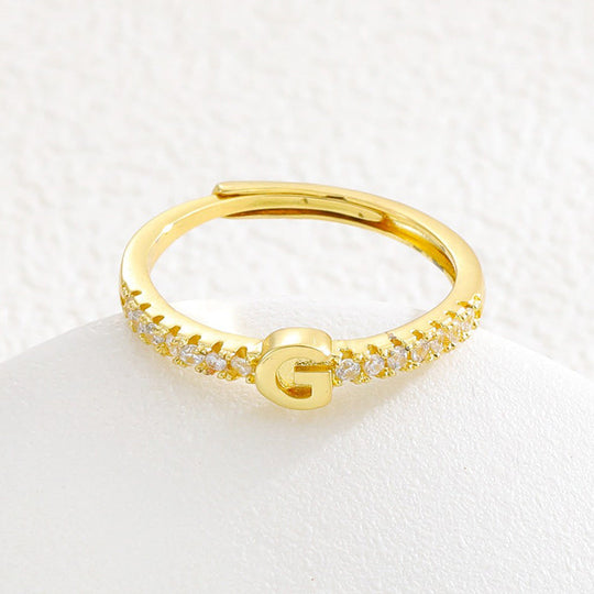 Minimalist Adjustable Initial Ring for Women