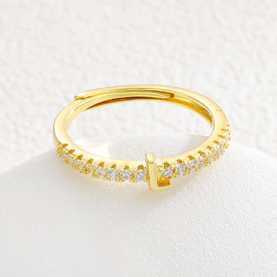 Minimalist Adjustable Initial Ring for Women