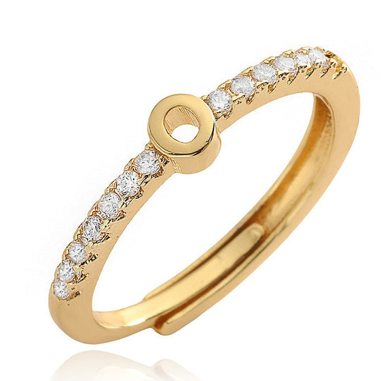 Minimalist Adjustable Initial Ring for Women