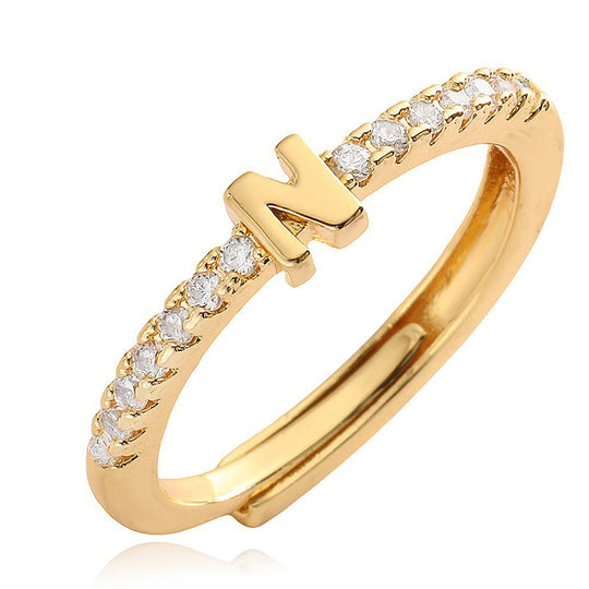 Minimalist Adjustable Initial Ring for Women