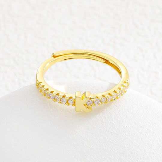 Minimalist Adjustable Initial Ring for Women