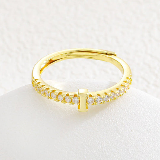 Minimalist Adjustable Initial Ring for Women