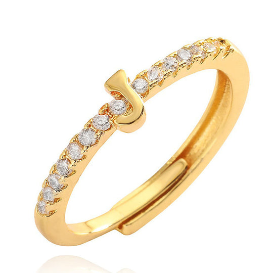 Minimalist Adjustable Initial Ring for Women