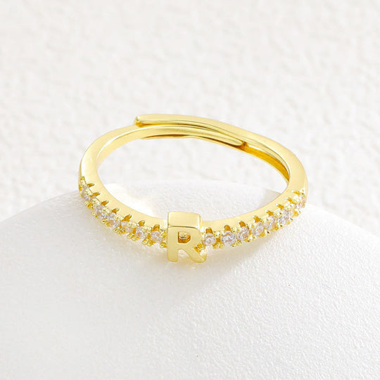Minimalist Adjustable Initial Ring for Women