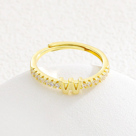 Minimalist Adjustable Initial Ring for Women