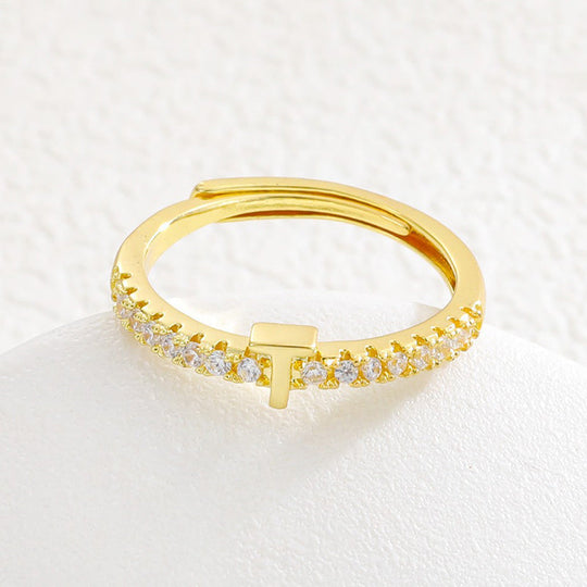 Minimalist Adjustable Initial Ring for Women