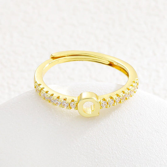 Minimalist Adjustable Initial Ring for Women