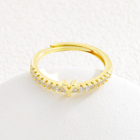 Minimalist Adjustable Initial Ring for Women