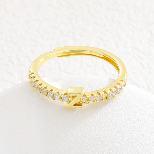 Minimalist Adjustable Initial Ring for Women