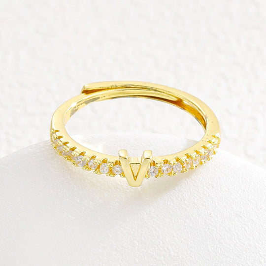 Minimalist Adjustable Initial Ring for Women