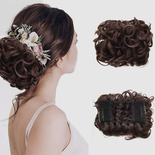 Short Messy Curly Hair Bun Extension