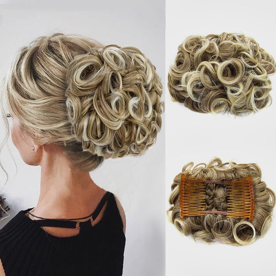 Short Messy Curly Hair Bun Extension
