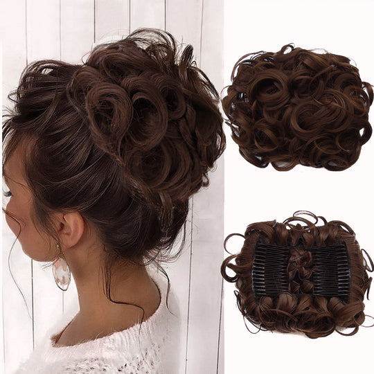 Short Messy Curly Hair Bun Extension