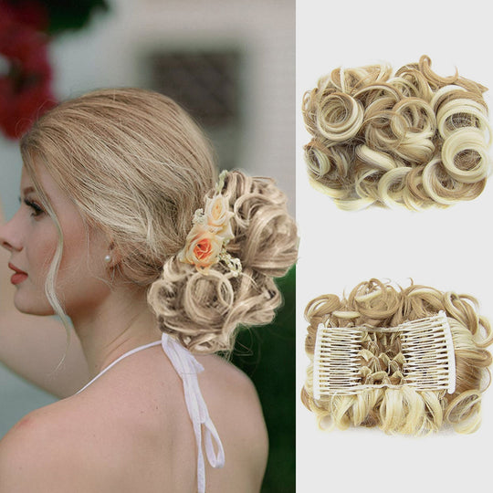 Short Messy Curly Hair Bun Extension