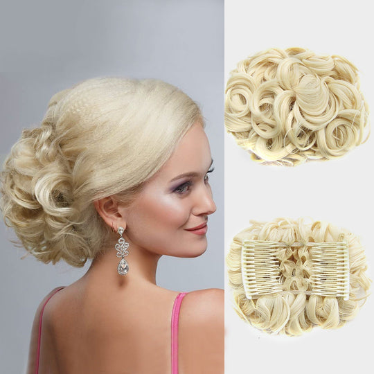 Short Messy Curly Hair Bun Extension