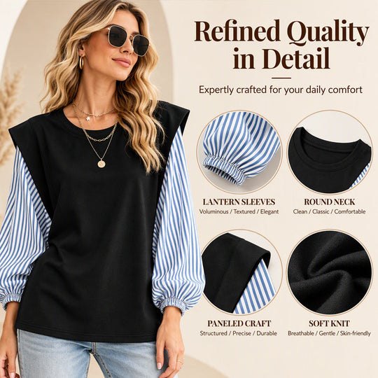 Women's Casual Patchwork Long Sleeve Top