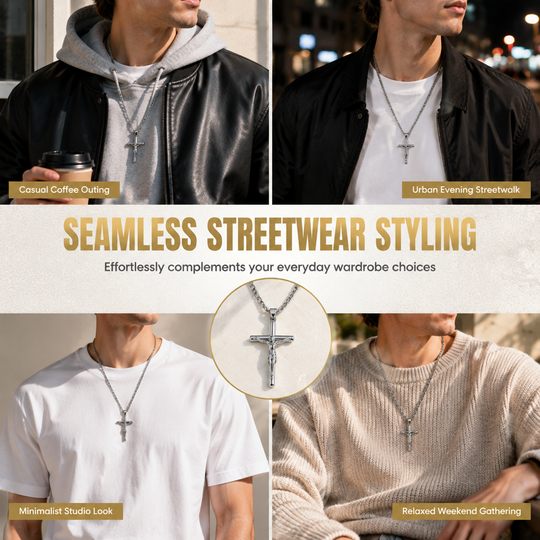 Portrait Cross Pendant Necklace for Men and Women