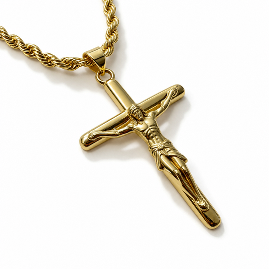 Portrait Cross Pendant Necklace for Men and Women