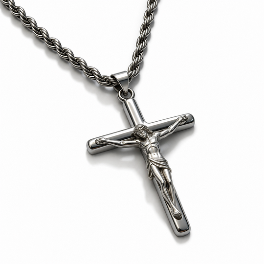 Portrait Cross Pendant Necklace for Men and Women